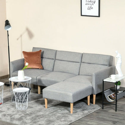 Grey Corner Sofa Bed Reversible Living Room Retro Vintage Couch L Shape Lounge