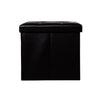 LARGE FAUX LEATHER FOLDING OTTOMAN POUFFE FOOT STOOL STORAGE BOX BLACK SINGLE