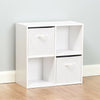 White 4 Cube Storage Display Unit Bookcase/Shelving Fabric Box/Drawers