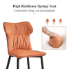 2Pcs Faux Leather Chairs High Backrest Metal Legs Dining Room Chair Orange