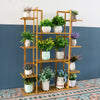 Bamboo 9 Tier 17 Potted Plant Stand Rack Plant Saucers Flower Store Exhibition