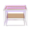 LED Nesting Coffee Tables Set of 2 Glass Top Side End Tables with Metal Frame HT