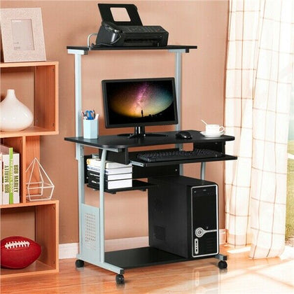 Small Corner Computer Desk w/ Printer Shelf CPU Stand Home Office PC Laptop Desk