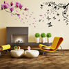 Butterflies Vines and Magnolia Flowers Spring Wall Stickers Home Art Decorations