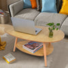 Wood Oval Coffee Table Living Room MDF Sofa Side Table Desk With Storage Shelf