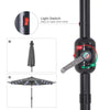 Mondeer 2.7M/3M Garden Parasol Tilt Sun Shade Umbrella 32 LED Light Hand Crank