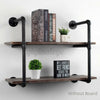 2Pcs 4 Tiers Industrial Floating Iron Pipe Shelf Retro DIY Wall Mounted Bracket