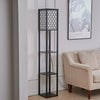 4 Tier Shelf Floor Lamp w/ Shade Standing Light Open Shelves Storage Living Room