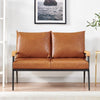 2 Seater Faux Leather Sofa Living Room Brown Armchair with Padded Seat Modern