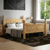 Single Double King Bed High Low Foot End Bedroom Solid Waxed Pine Wood