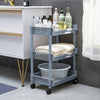 3 Tiers grey Plastic KitchenTrolley Carts With Wheels Bathroom Storage Rack