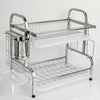 2 Tiers Heavy Duty Dish Drainer Rack Cutlery Drying Holder Stainless Steel UK~