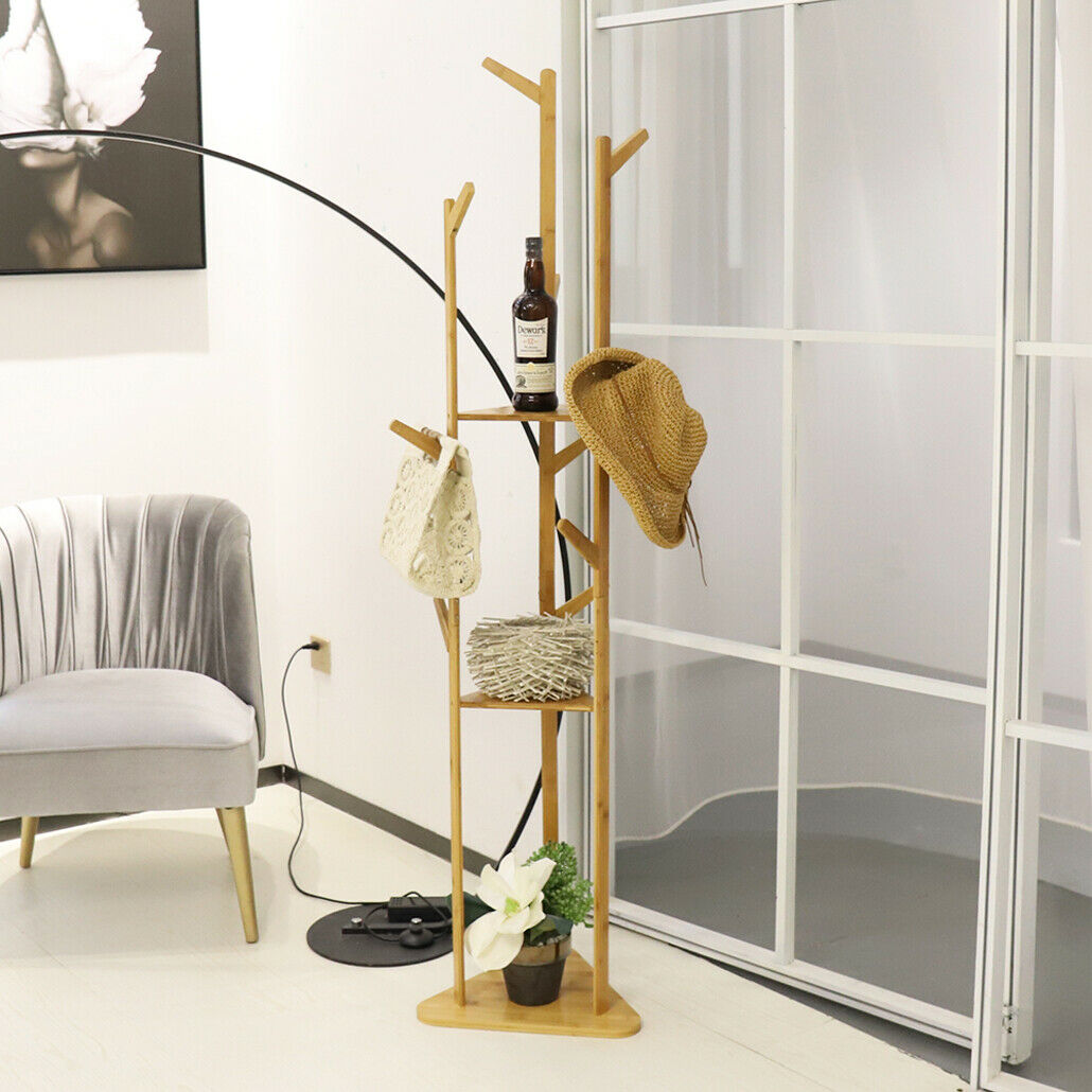 9 Hooks Coat Stand Bags Jacket Hallway Studio Tree Rack Clothes Hanger Organizer