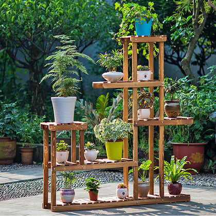 5 Tier Wooden Plant Flower Pot Display Stand Shelf Storage Rack Outdoor / Indoor