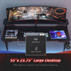 Gaming Computer Desk Writing Table w/ Headphone Hook Curved Front