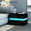 High Gloss Bedside Table Cabinets Nightstand Chest of Drawers FREE RGB LED Light