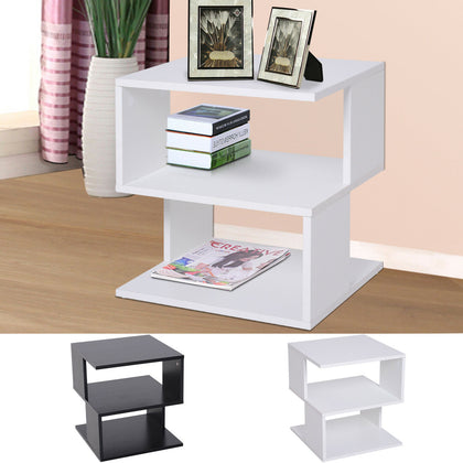 Modern Square 2 Tier Wood Coffee Side Table Storage Shelf Rack Living Room