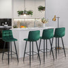 2X Green Velvet Bar Stools Breakfast Pub Chair With Footrest Modern 65 cm seat