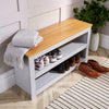 Grey Langdale Shoe Bench Cabinet 2 Shelves Hallway Rack Storage Cupboard
