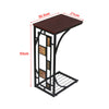 C Shaped Side Table Snack Coffee End Table for Living Room, Slides Up to Sofa