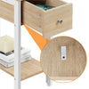 Narrow Side Table 2-Tier End Table w/ Drawer Open Shelf Wood Nightstand Storage