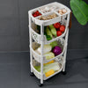 4 Tier Vegetable Trolley Fruit Storage Basket Rack With Wheels Kitchen Bathroom