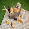 4 Person Luxury Wicker Basket Outdoor Picnic Hamper Set with Rug/Blanket Willow