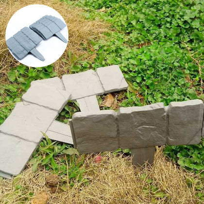 10pcs Grey Cobbled Stone Effect Plastic Garden Lawn Edging Plant Border 2.5m UK