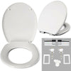 WC Toilet Seat with Soft Close Duroplast Adjustable Hinge for Family Bathroom