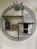 RETRO ROUND METAL & WOOD WALL SHELF BOYS ROOM WALL SHELF DECOR INDUSTRIAL SHELF