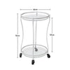 2 Tier Round Drinks Trolley Modern Glass Rack Serving Cart Kitchen Side Table