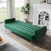Green 3 Seater Sofa Bed Luxury Velvet Nonwoven New Foam Contrast Gold Metal Legs
