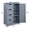 Bathroom Cabinet Storage 4 Drawer 1 Door Free Standing Cupboard Unit Grey