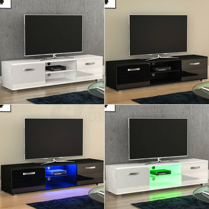 Cosmo LED TV Cabinet Stand Unit 2 Door Matte Gloss Entertainment Modern 160cm