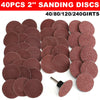 40pcs Grit Type R Roloc Sanding Discs 2'' 50mm 40/80/120/240 Abrasive Roll Lock