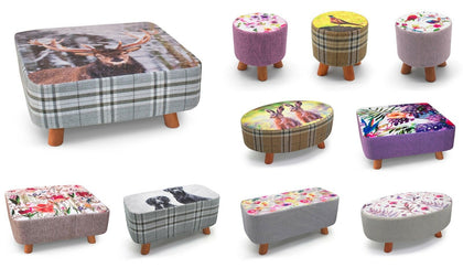 Large Footstool Luxury Upholstered Fabric Foot Rest Ottoman Decor with Legs