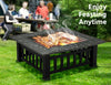 32'' Outdoor Garden BBQ Fire Pit Large Firepit Brazier Square Stove Patio Heater