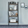 4 Tier Ladder Shelf Bookshelf Bookcase Storage Rack Metal Frame Display Stand