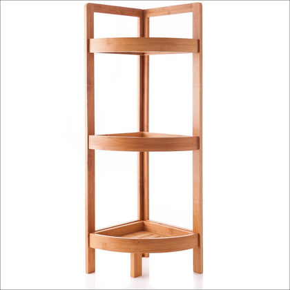 Woodluv 3 Tier Free Standing Bathroom Corner Storage Shelf Storage Unit