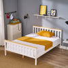 Solid Wooden Pine 4FT6 Double Bed Frame White Slatted Bedframe Bedroom Furniture
