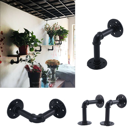 2 Pipe Shelf Bracket Shelves Support Clothes Hanger Wall Industrial Board Holder