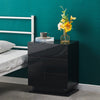 LED Light 3 Drawers Bedside Table High Gloss Cabinet Side End Table Living Room