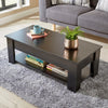 Black Wooden Coffee Table With Lift Up Top Storage Area and Magazine Shelf