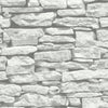 GREY CHARCOAL WHITE SILVER BRICK WALL WALLPAPER - RUSTIC MOROCCAN METALLIC STONE