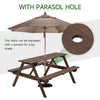 Outdoor Garden Patio Wooden Picnic Table Pub Beer Bar Bench Chair W/Parasol Hole