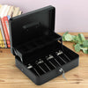 12"Petty Cash Box Black Metal Security Money Safe 2Tiers Holder 2 Keys Lockable