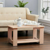 Two-Tier Contemporary Coffee Table w/ Open Shelf 4 Legs Home Furniture Vintage