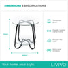 Round Sofa Side Table With Tempered Glass Top Living Room Furniture Coffee Tea