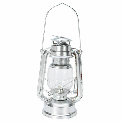 Oil Hurricane Lantern Kerosene Paraffin Light Outdoor Camping Light Lamp Silver