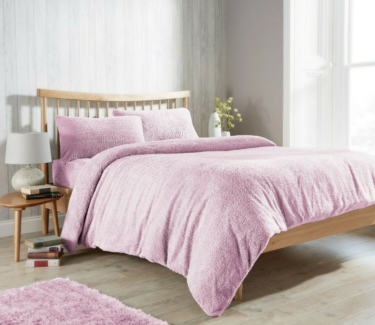 Teddy Bear Fleece Duvet Cover Set,Fitted Sheet, Pillow Case,Soft Warm & Cozy